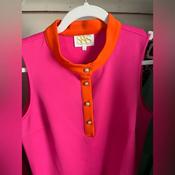 SSYS Hot Pink Dress with Orange Trim - Picture 2 of 6